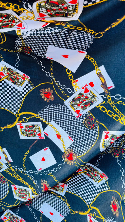 NEW Luxury Playing Cards design print on great quality of stretch velvet 4-way stretch 58/60” Sold by the YD. High quality fabrics