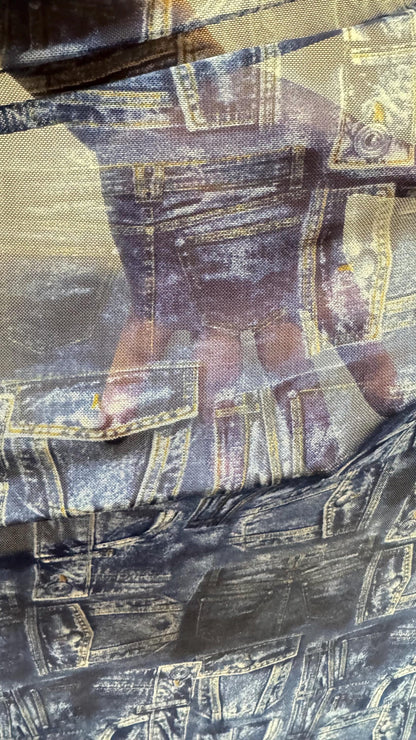 NEW Denim Jeans design Indigo Color print on great quality of power mesh 4-way stretch 58/60” High Quality fabrics by AlexLAFabrics