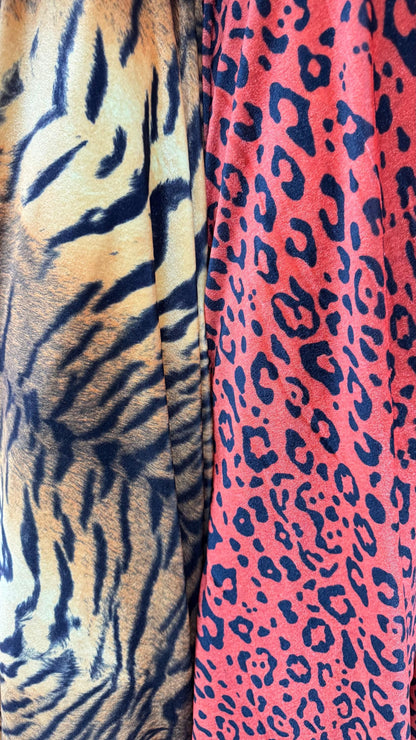 New Exotic Tiger and Leopard design print on stretch velvet best quality 58/60” Sold by the YD. Ships worldwide from Los Angeles California