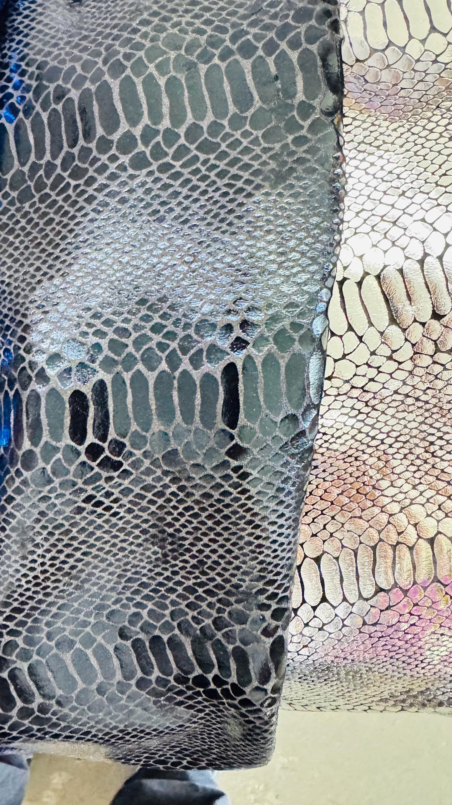 Exotic Snake velvet 4-way stretch velvet with shiny foil 58/60” Sold by the YD. Ships Worldwide from Los Angeles California USA. High qualit