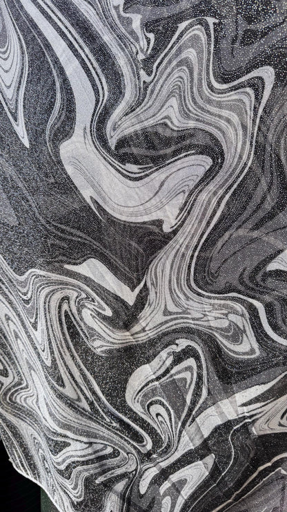 New Lava abstract design print on power mesh 4-way stretch see though fabric 58/60” Sold by the YD. Ships Worldwide from Los Ángeles CA.