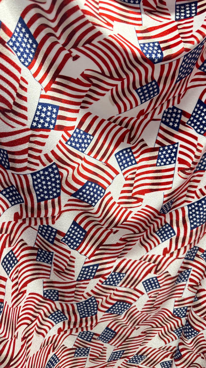 NEW Luxury American Flag design print on great quality of stretch velvet 4-way stretch 58/60” Sold by the YD. Ships Worldwide from L.A