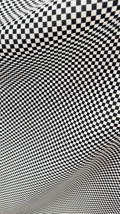 NEW Small Checkers design print on neoprene super techno 2-way stretch 58/60” Sold by the YD. Ships Worldwide from Los Angeles CA