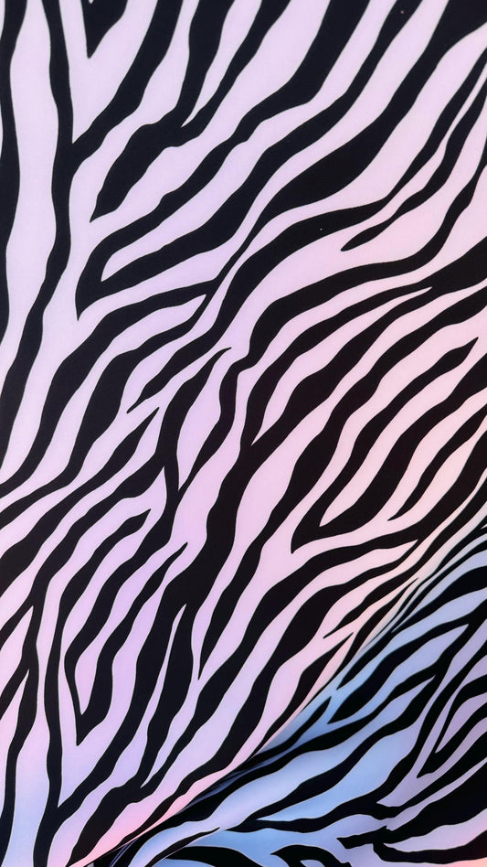 Zebra Exotic design print on super techno Neoprene spandex 2-way stretch 58/60” Sold by the YD. Ships Worldwide from Los Angeles California