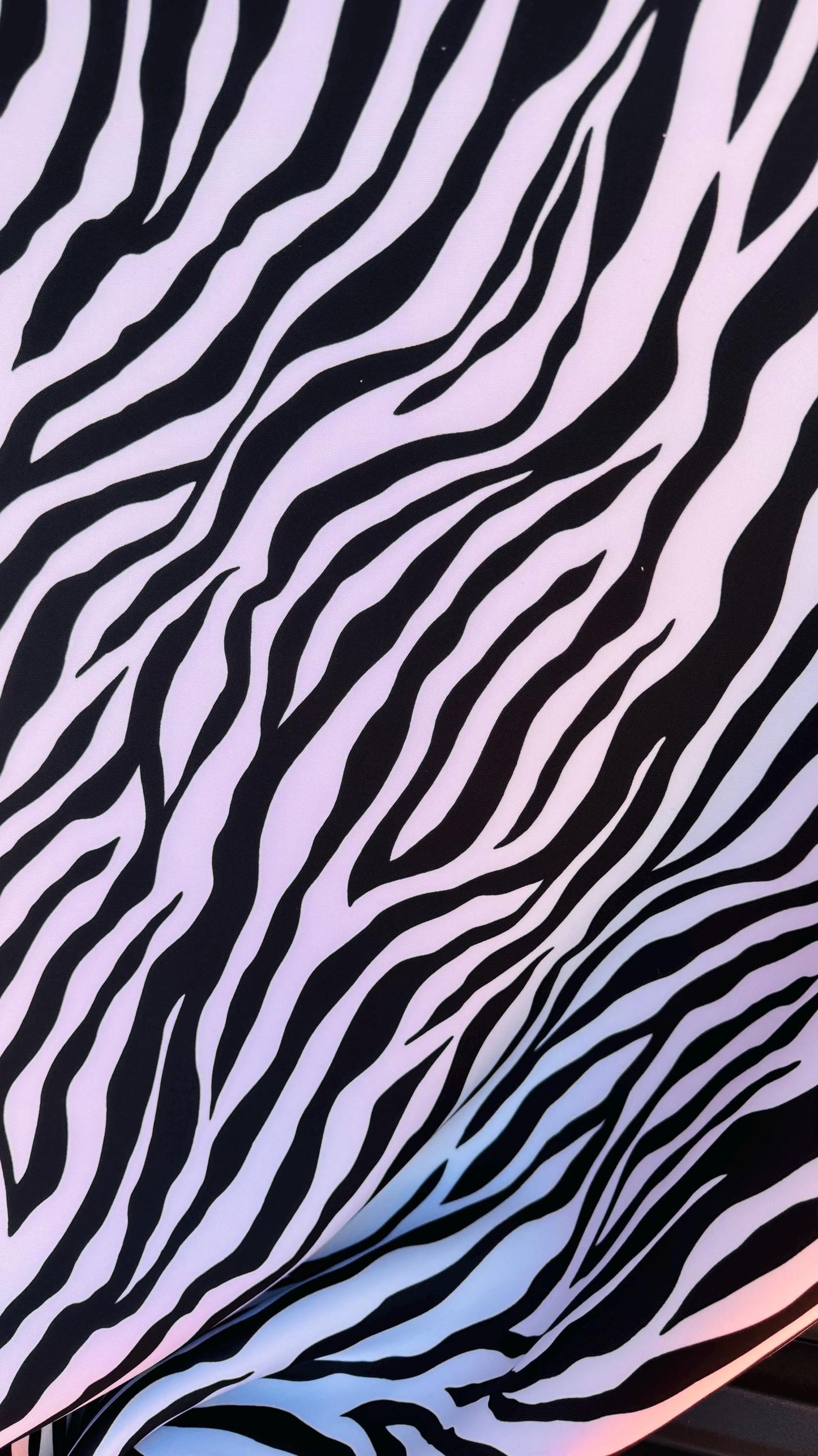 Zebra Exotic design print on super techno Neoprene spandex 2-way stretch 58/60” Sold by the YD. Ships Worldwide from Los Angeles California