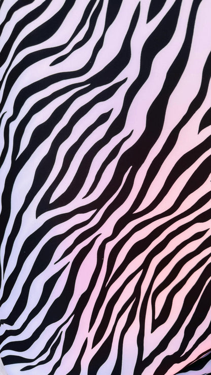 Zebra Exotic design print on super techno Neoprene spandex 2-way stretch 58/60” Sold by the YD. Ships Worldwide from Los Angeles California