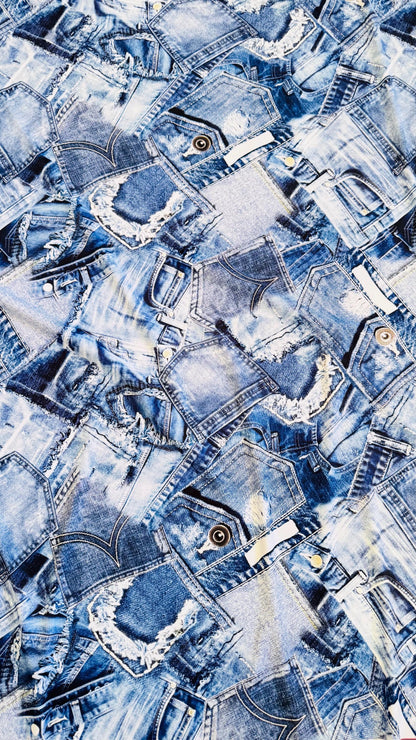 Denim Jeans design print on great quality of nylon spandex 4-way stretch 58/60” High Quality fabrics by AlexLAFabrics