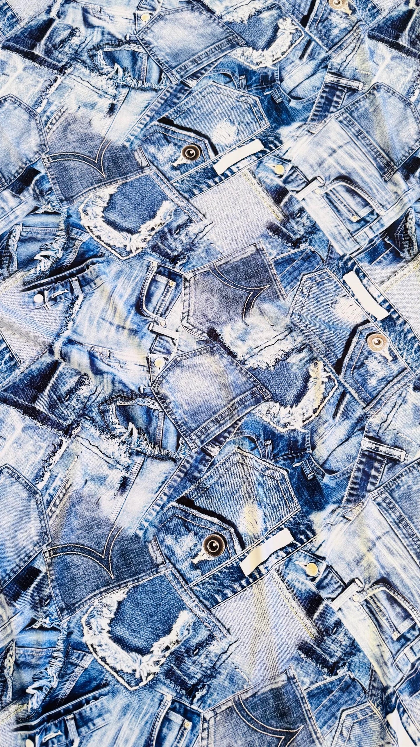 Denim Jeans design print on great quality of nylon spandex 4-way stretch 58/60” High Quality fabrics by AlexLAFabrics