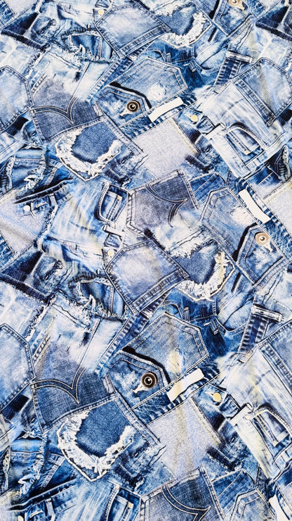 Denim Jeans design print on great quality of nylon spandex 4-way stretch 58/60” High Quality fabrics by AlexLAFabrics