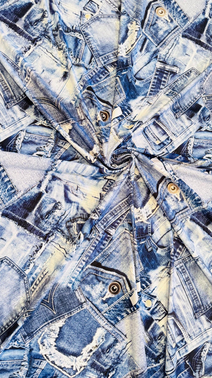 Denim Jeans design print on great quality of nylon spandex 4-way stretch 58/60” High Quality fabrics by AlexLAFabrics