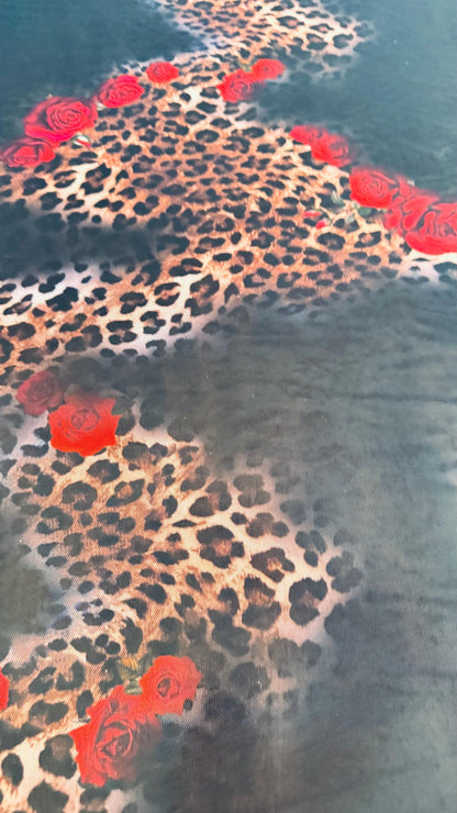 New Exotic Hiding leopard design print on power mesh 4-way stretch 58/60” Sold by the YD. Ships worldwide from Los Angeles California USA.