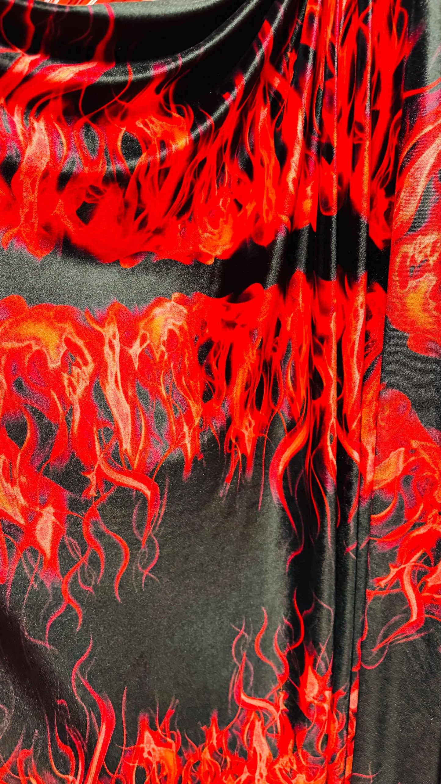NEW Luxury Flames design print on great quality of stretch velvet 4-way stretch 58/60” Sold by the YD. High quality fabrics