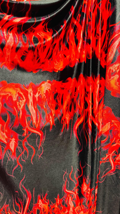 NEW Luxury Flames design print on great quality of stretch velvet 4-way stretch 58/60” Sold by the YD. High quality fabrics