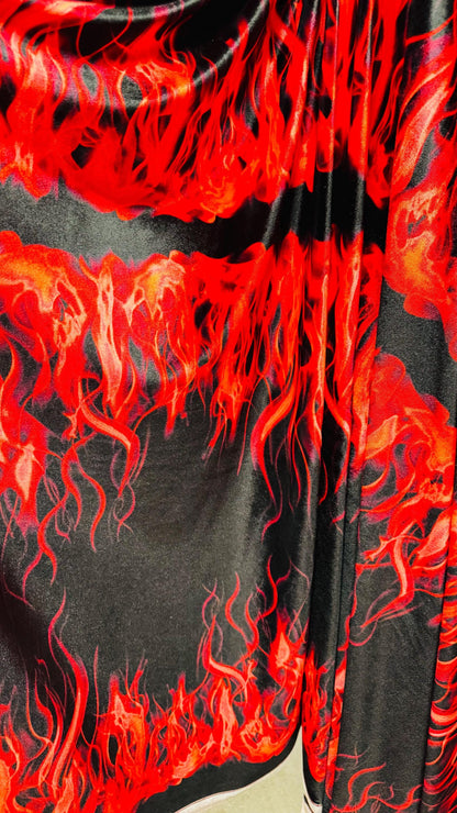 NEW Luxury Flames design print on great quality of stretch velvet 4-way stretch 58/60” Sold by the YD. High quality fabrics