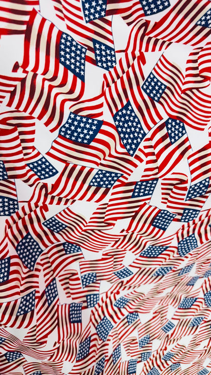 American flag Freedom design print on heavy nylon spandex 4way stretch 58/60" Sold by the YD. Ships worldwide from Los Angeles California US