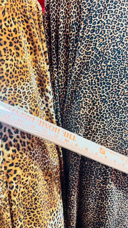 Wild Leopard and Cheetah design small size print on great quality of stretch velvet 4-way stretch 58/60” Sold by the YD. High quality fabric