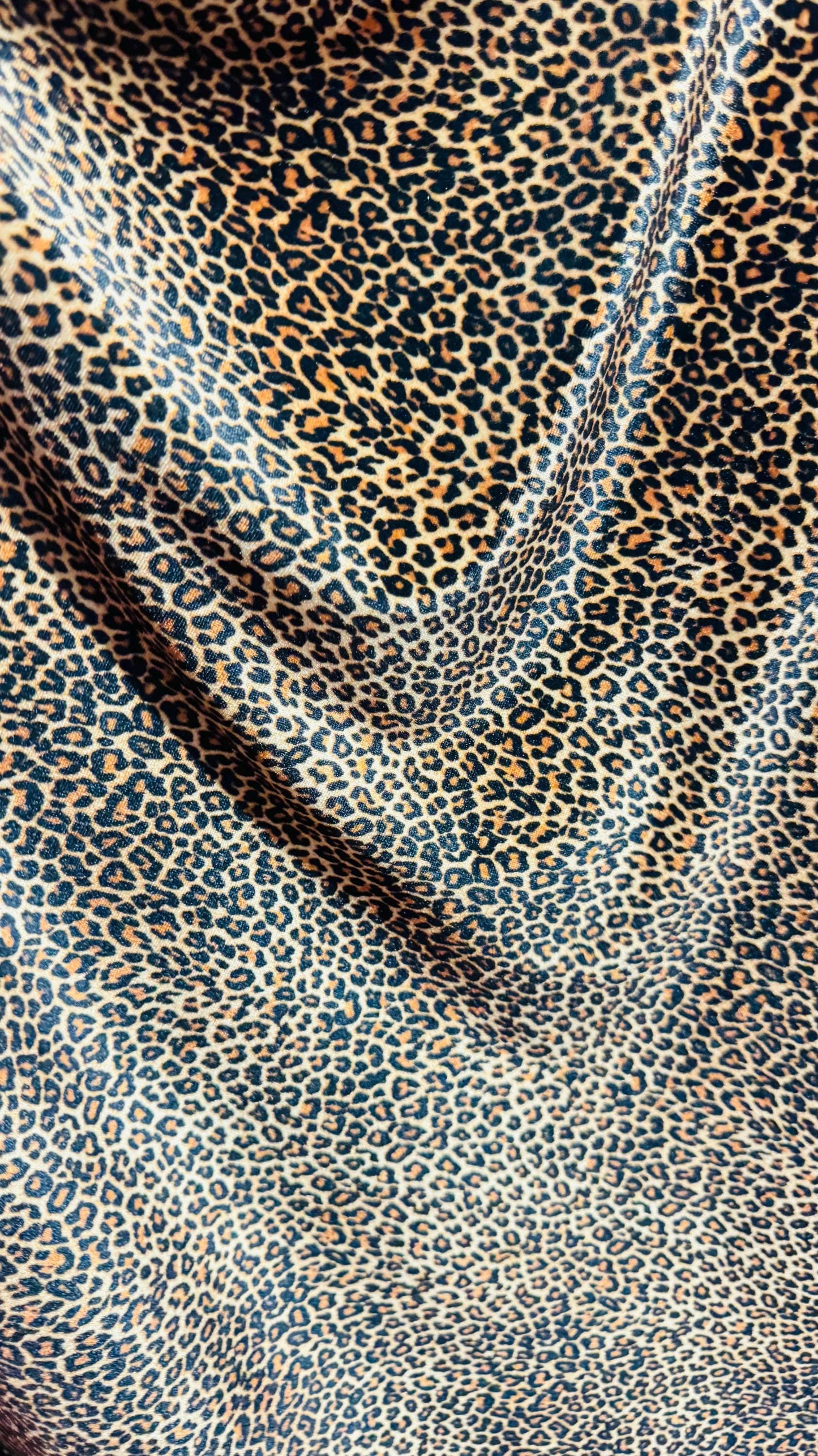 Wild Cheetah design small size print on great quality of stretch velvet 4-way stretch 58/60” Sold by the YD. High quality fabrics by AlexLAF