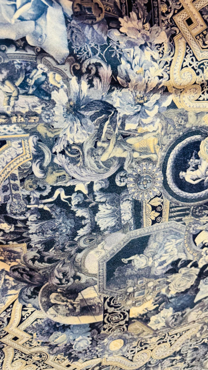Elegant Baroque design print on great quality of stretch velvet 4-way stretch 58/60” Sold by the YD. Ships Worldwide from Los Angeles CA