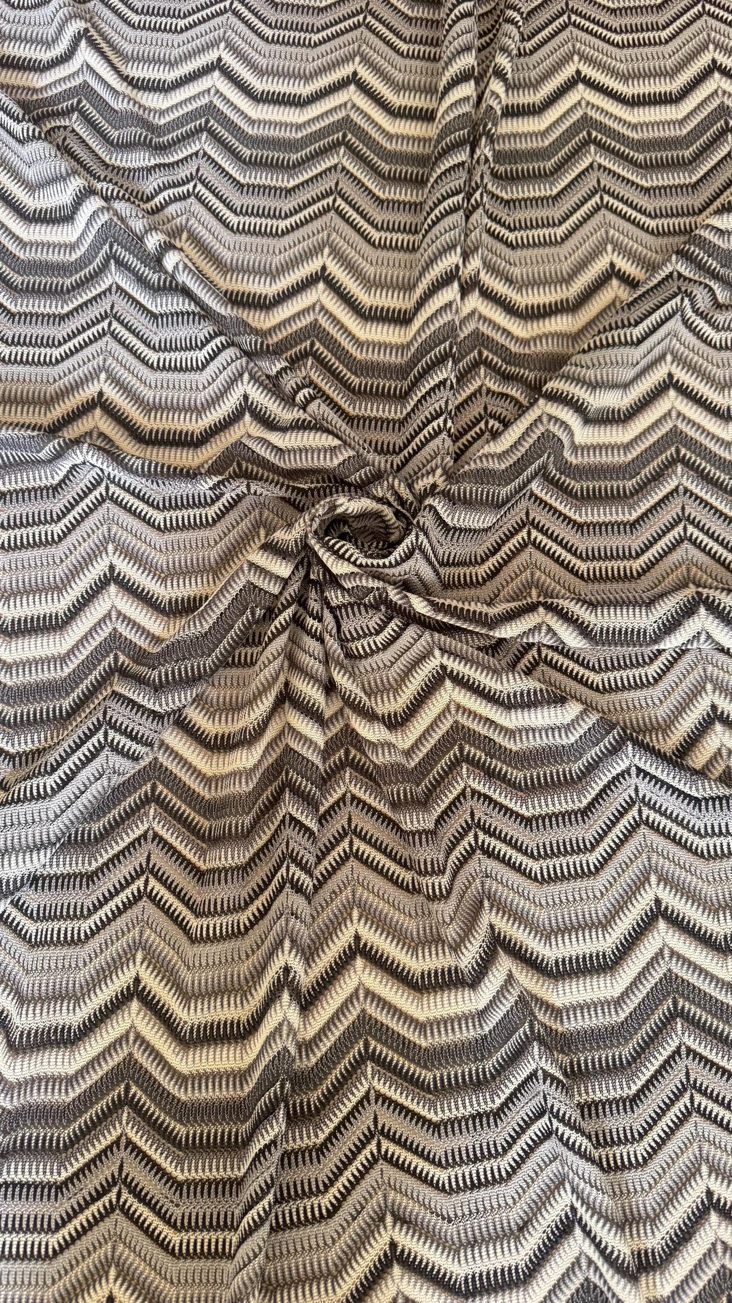 New Lace crochet design Gray Multicolor 2-way stretch 58/60” Sold by the YD. Ships worldwide from Los Angeles California USA