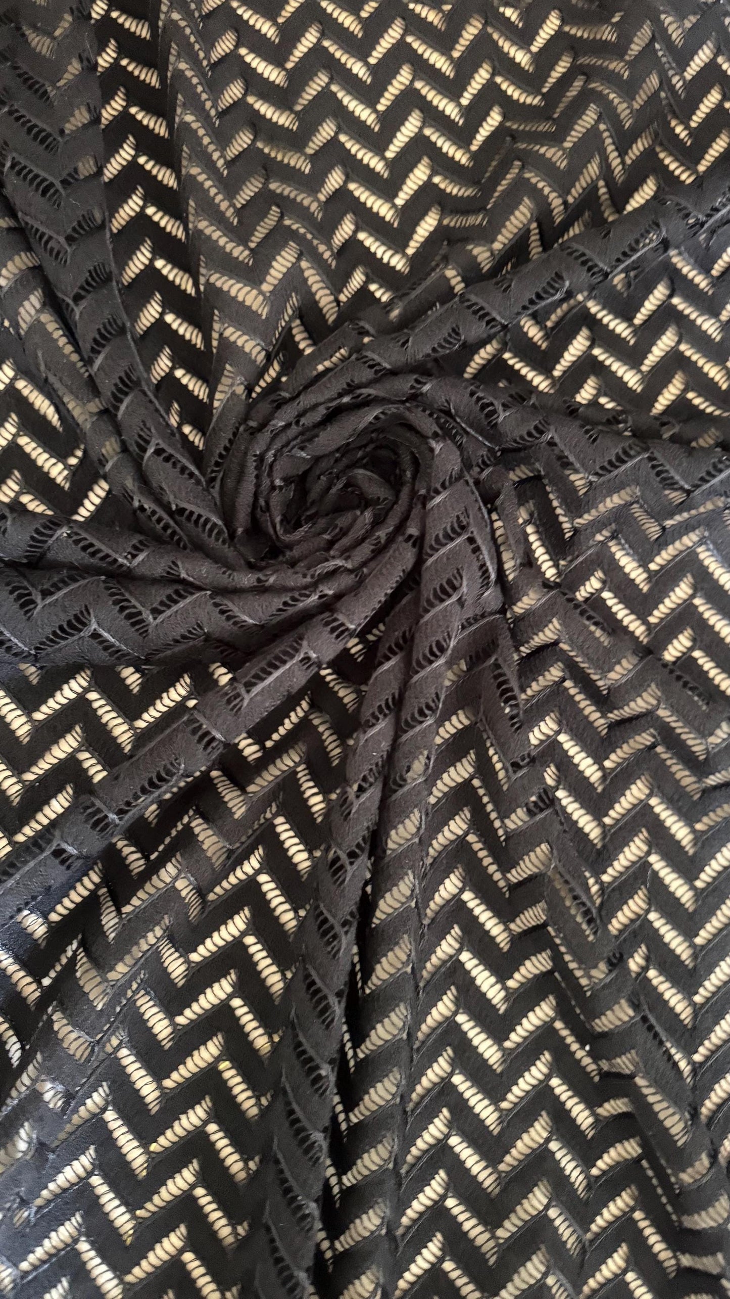 New Lace crochet chevron design 2-way stretch 58/60” Sold by the YD. High quality fabrics by AlexLAFabrics