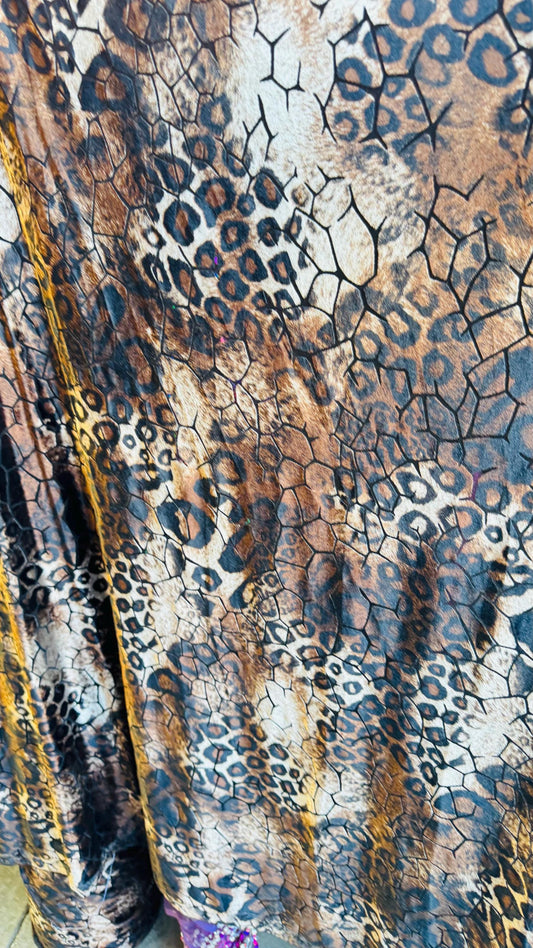New burnout velvet Exotic Safari design 4way Stretch 58/60" Sold by the YD. Ships worldwide from Los Angeles California USA.
