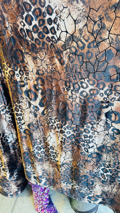 New burnout velvet Exotic Safari design 4way Stretch 58/60" Sold by the YD. Ships worldwide from Los Angeles California USA.