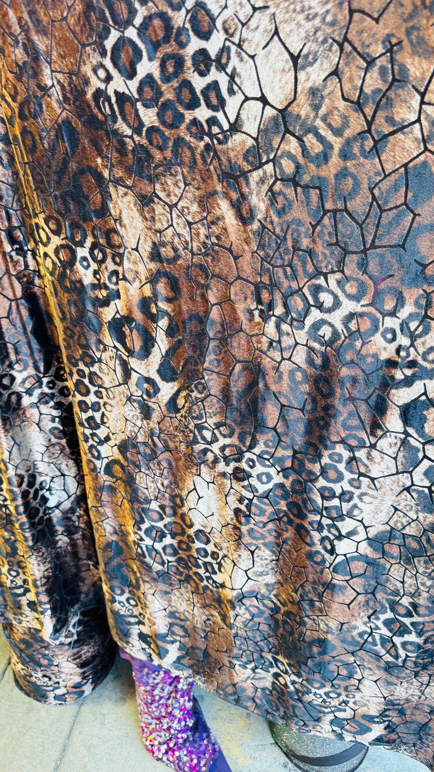 New burnout velvet Exotic Safari design 4way Stretch 58/60" Sold by the YD. Ships worldwide from Los Angeles California USA.