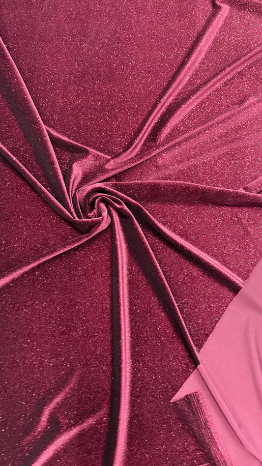 New Merlot stretch velvet with glitter dots 4 way stretch 58/60" Sold by the YD. Ships worldwide from Los Angeles California USA