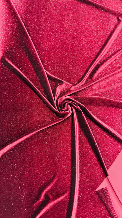 New Merlot stretch velvet with glitter dots 4 way stretch 58/60" Sold by the YD. Ships worldwide from Los Angeles California USA