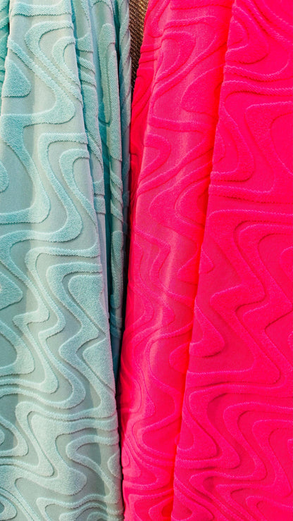 New burnout Spandex Knit Wavy design 4way Stretch 55/57" Sold by the YD. Ships worldwide from Los Angeles California USA.