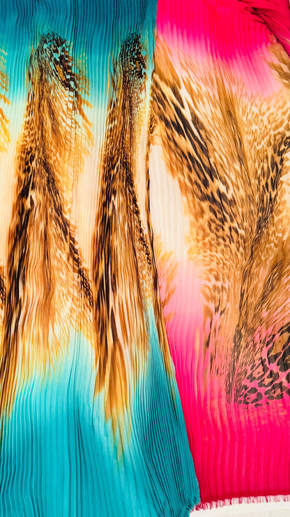 New Accordion pleaded chiffon 1/2” Hiding Leopard animal print design 58/60” Sold by the YD. Ships worldwide from Los Angeles California USA