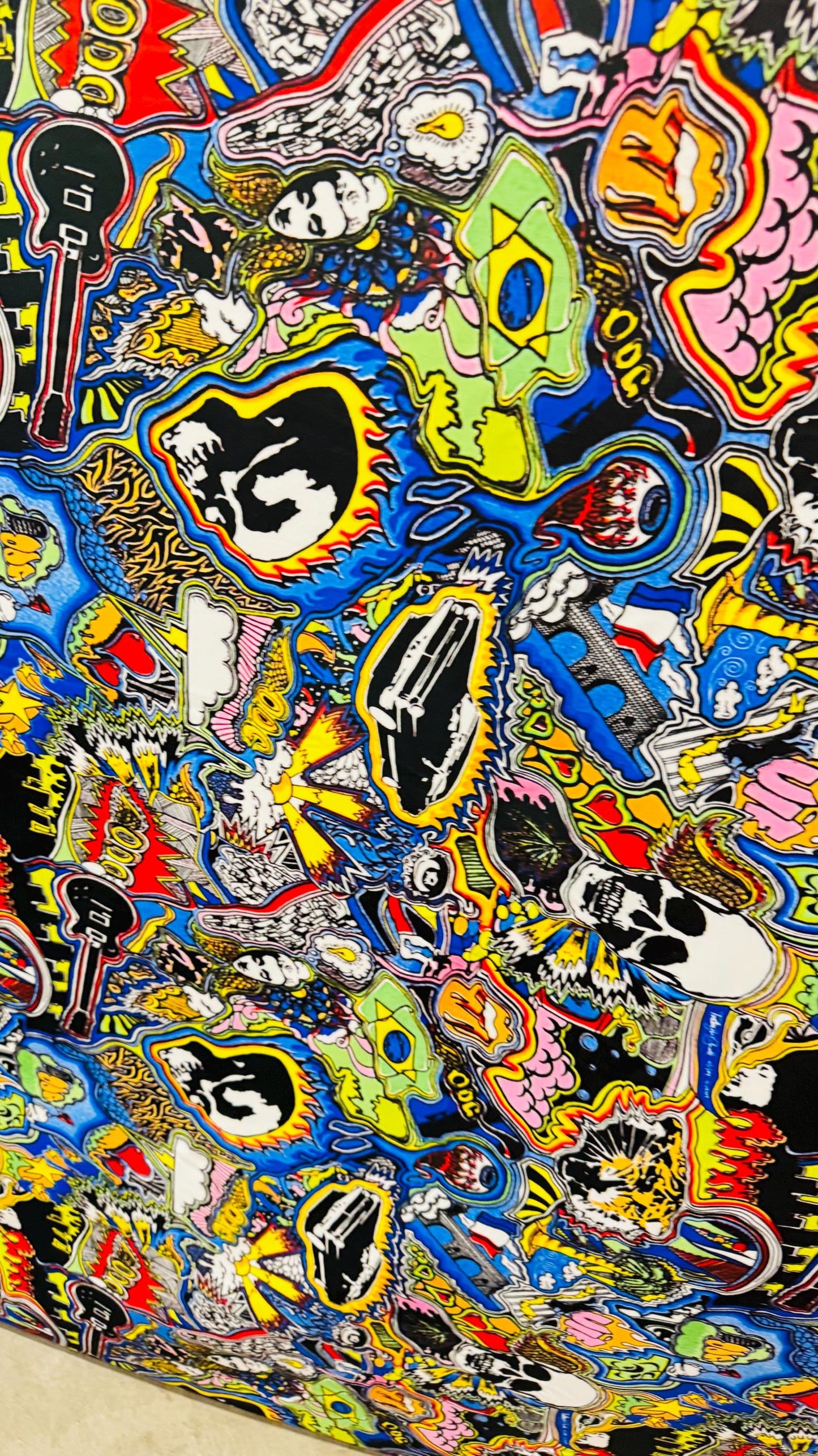 New Tattoo Fire Skull design Multicolor print on best quality of nylon spandex 4-way stretch 58/60” High Quality fabrics by AlexLAFabrics