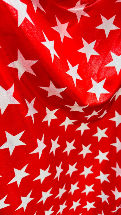 Freedom American Stars design metallic stars design and Starts Nylon design 4-way stretch 58/60” Sold by the YD. High quality fabrics