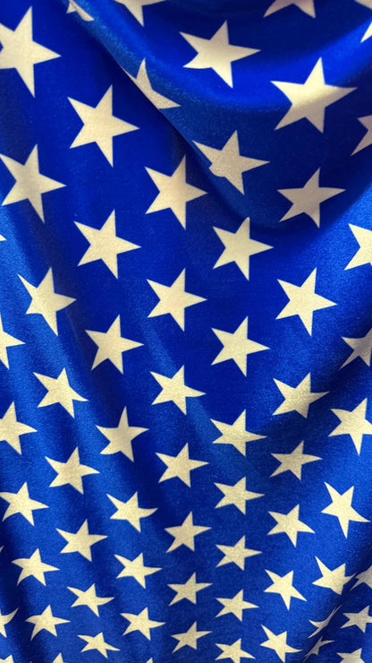 New stars design print on nylon spandex with foggy foil and spandex velvet 4way 58/60" Sold by the YD. Ships worldwide from Los Angeles CA