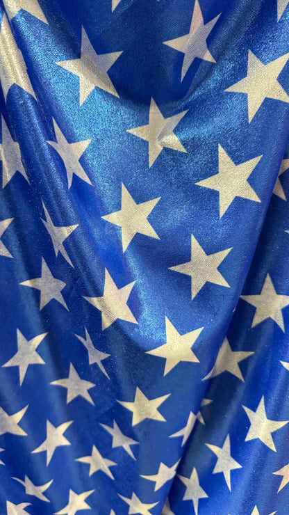 New stars design print on nylon spandex with foggy foil and spandex velvet 4way 58/60" Sold by the YD. Ships worldwide from Los Angeles CA