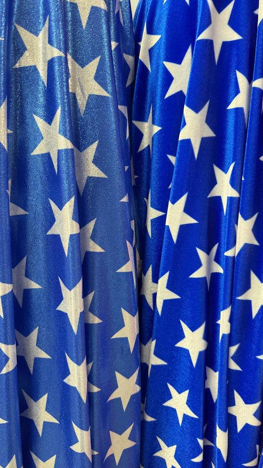 New stars design print on nylon spandex with foggy foil and spandex velvet 4way 58/60" Sold by the YD. Ships worldwide from Los Angeles CA