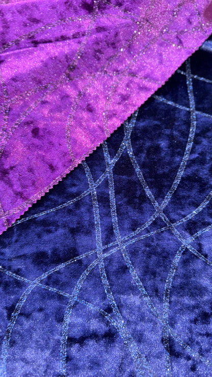 New Selena abstract design stretch velvet with glitter 4way stretch 58/60"Sold by the YD. Ships worldwide from Los Angeles California USA.