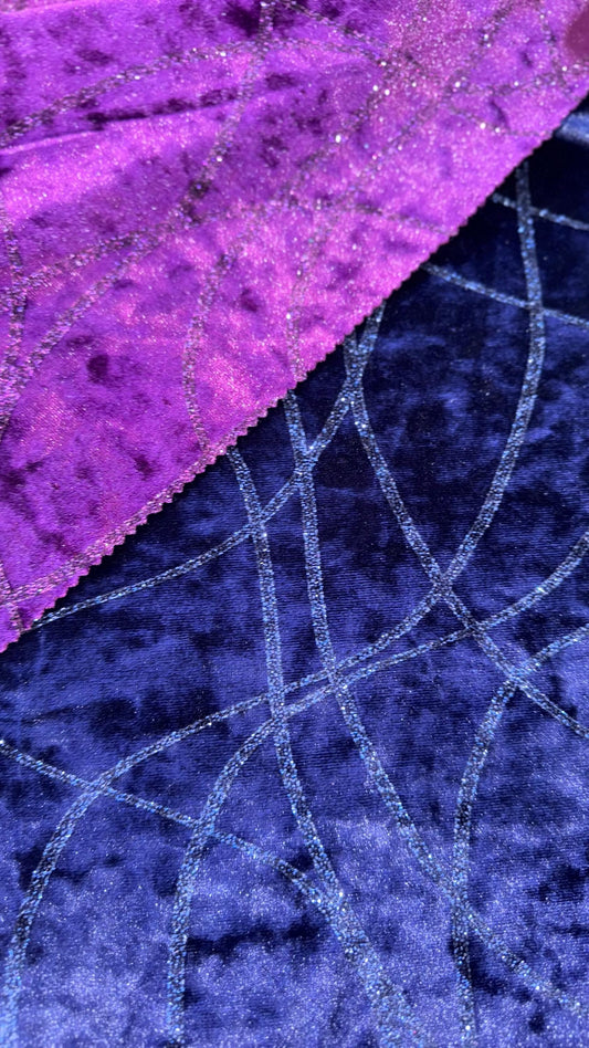 New Selena abstract design stretch velvet with glitter 4way stretch 58/60"Sold by the YD. Ships worldwide from Los Angeles California USA.