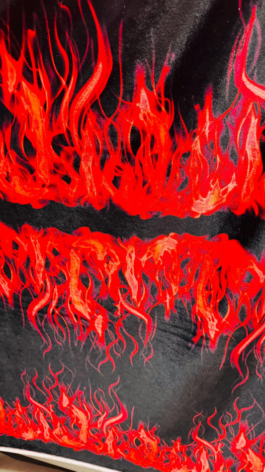 NEW Luxury Flames design print on great quality of stretch velvet 4-way stretch 58/60” Sold by the YD. High quality fabrics
