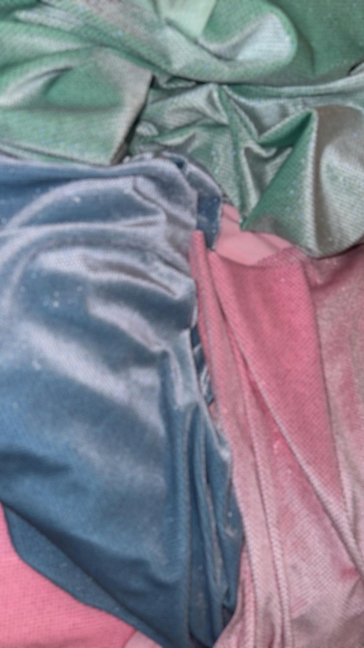 Stretch velvet with glitter pastel colors heavy velvet 4way Stretch 58/60" Sold by the YD. Ships worldwide from Los Angeles California USA.