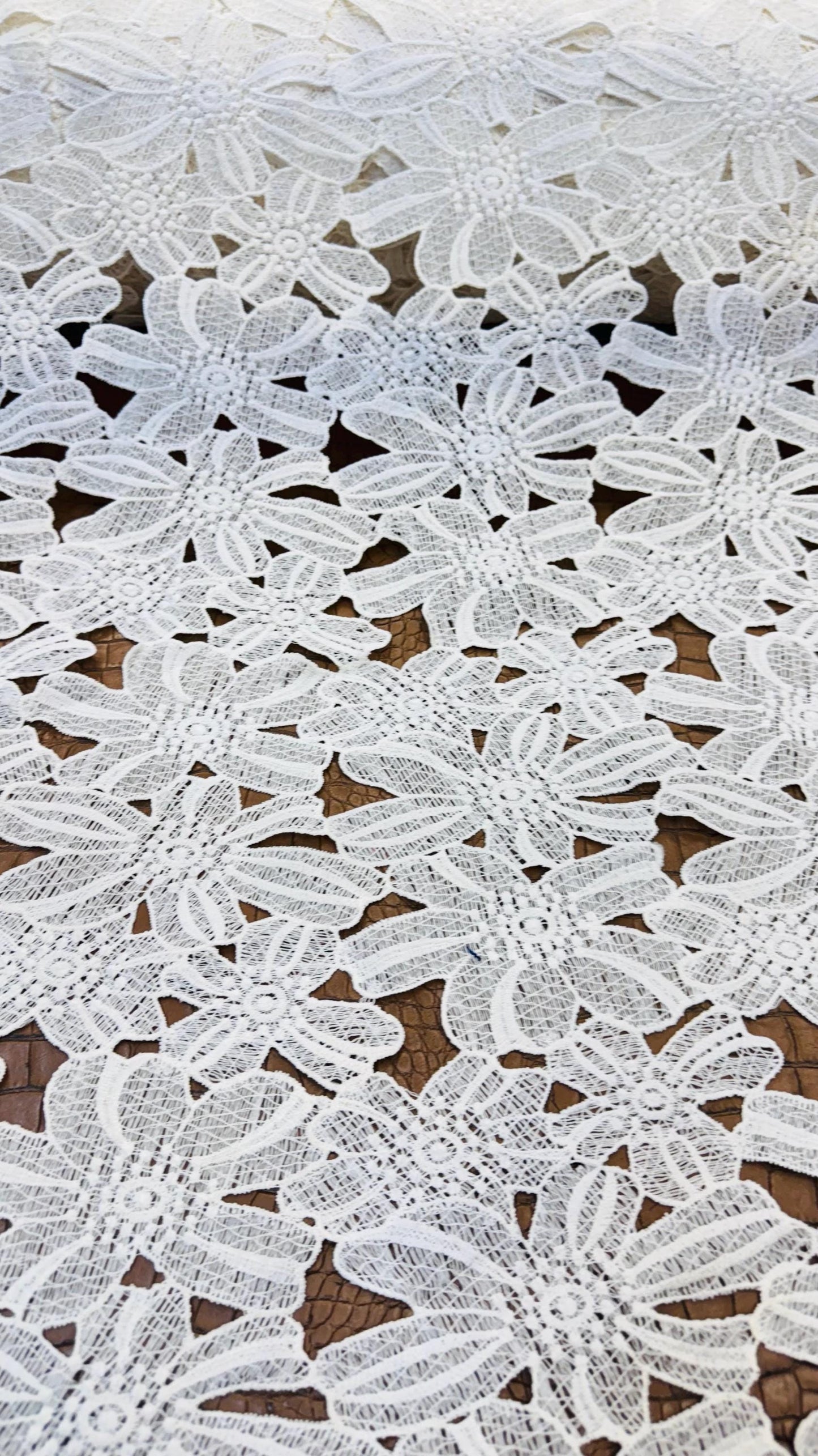 New Lace crochet Flower France design off white  2-way stretch 45/47” Sold by the YD.