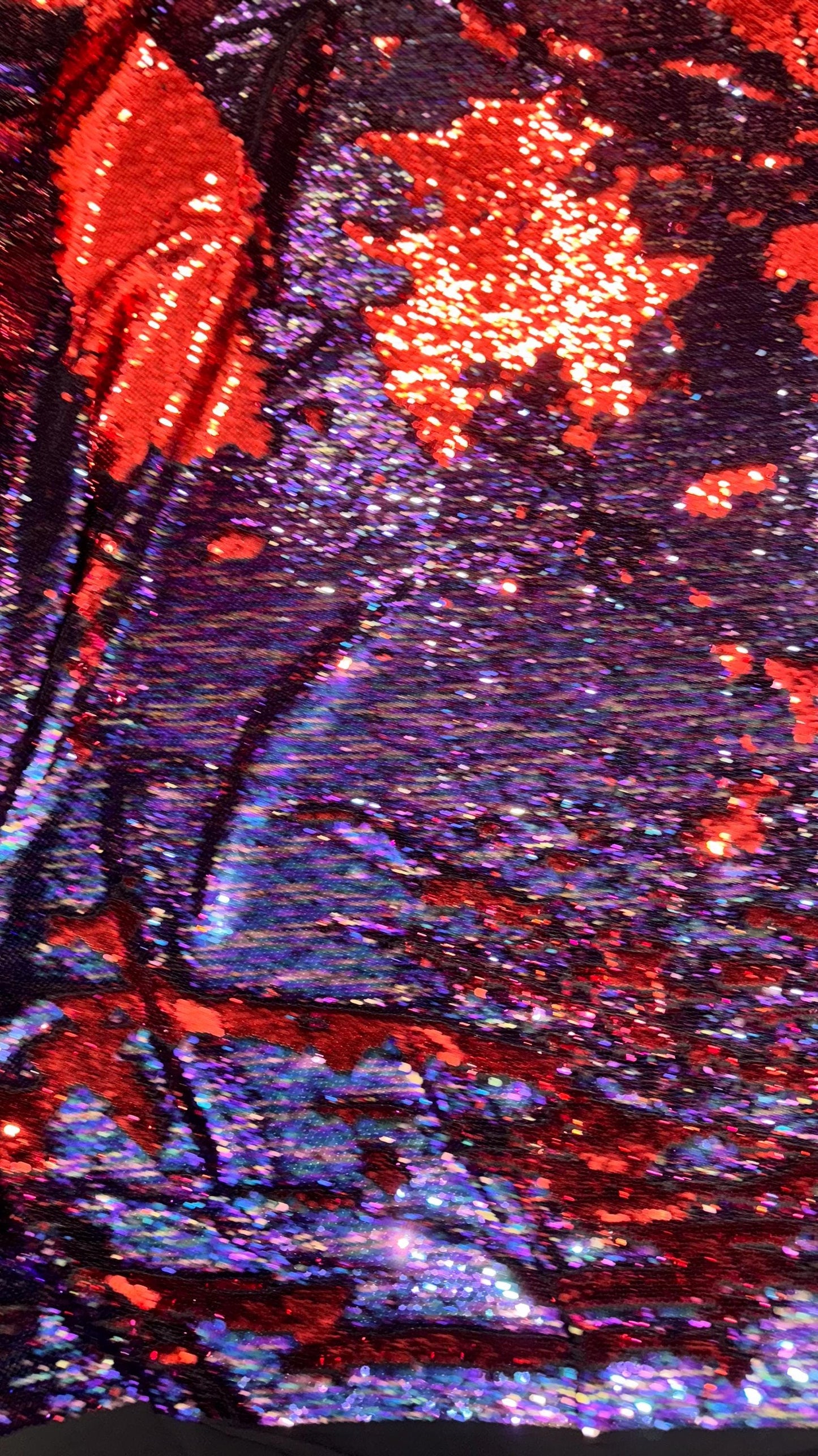 NEW flip up sequins Red/Multi Pewter 2 tone reversible sequins 58/60" Sold by the YD. Ships worldwide from Los Angeles California USA