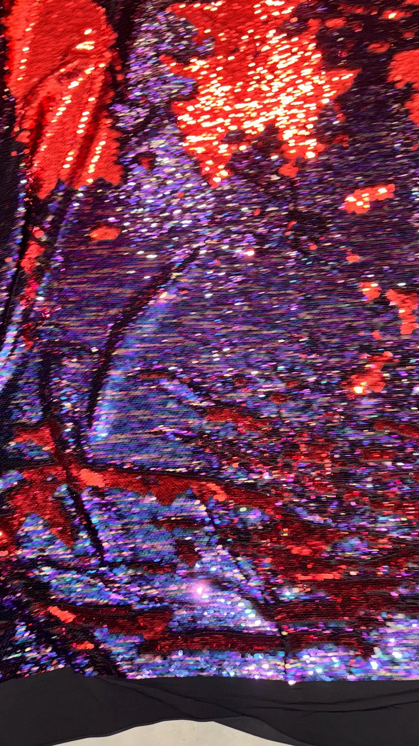 NEW flip up sequins Red/Multi Pewter 2 tone reversible sequins 58/60" Sold by the YD. Ships worldwide from Los Angeles California USA