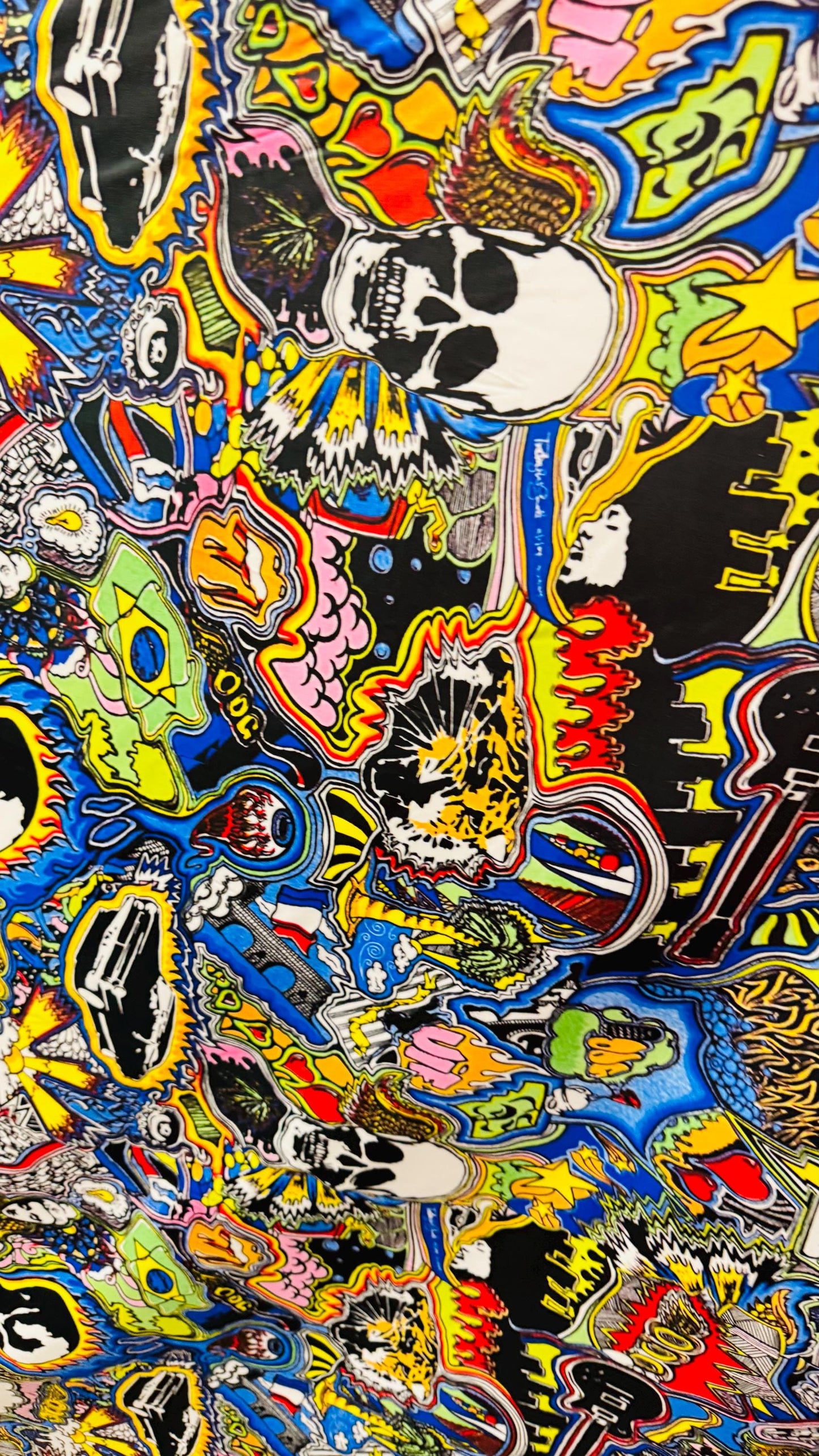 New Tattoo Fire Skull design Multicolor print on best quality of nylon spandex 4-way stretch 58/60” High Quality fabrics by AlexLAFabrics