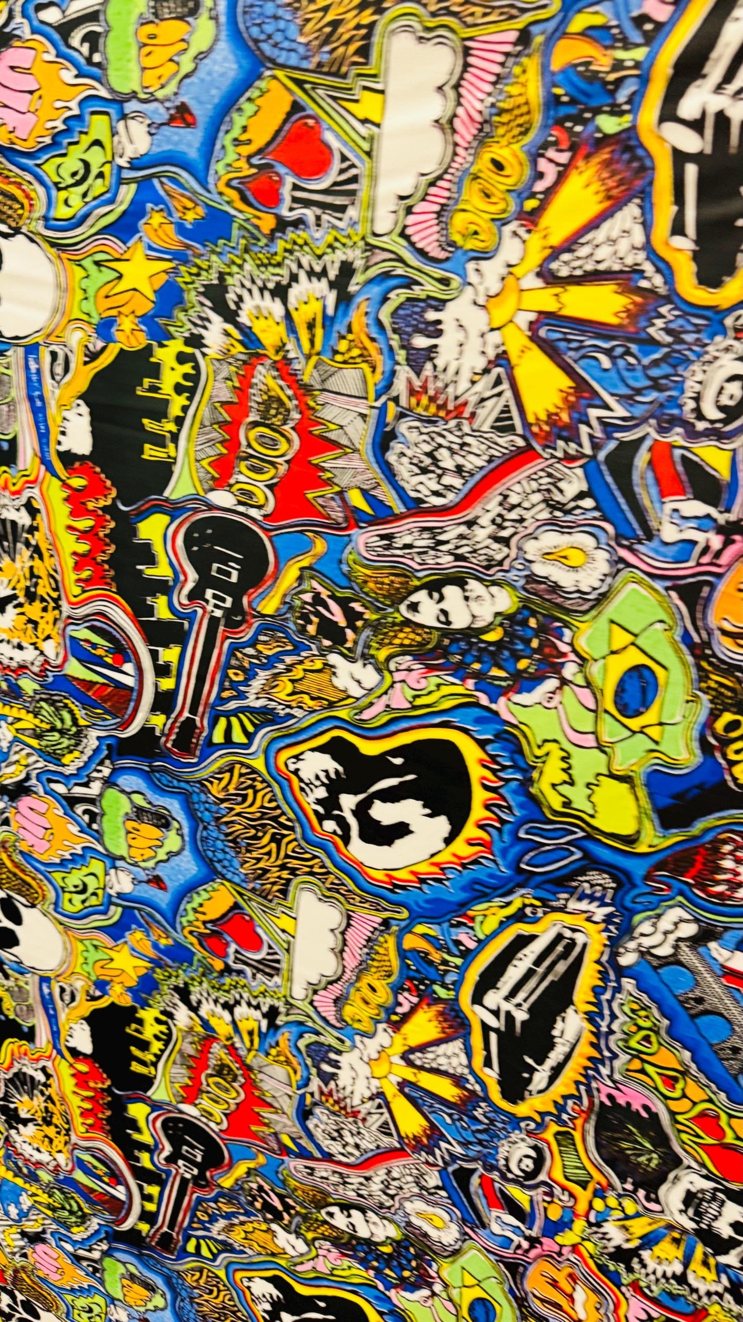 New Tattoo Fire Skull design Multicolor print on best quality of nylon spandex 4-way stretch 58/60” High Quality fabrics by AlexLAFabrics