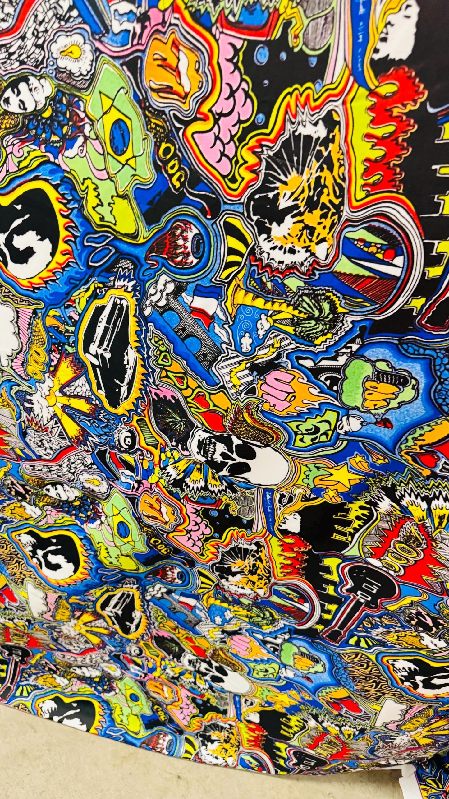 New Tattoo Fire Skull design Multicolor print on best quality of nylon spandex 4-way stretch 58/60” High Quality fabrics by AlexLAFabrics