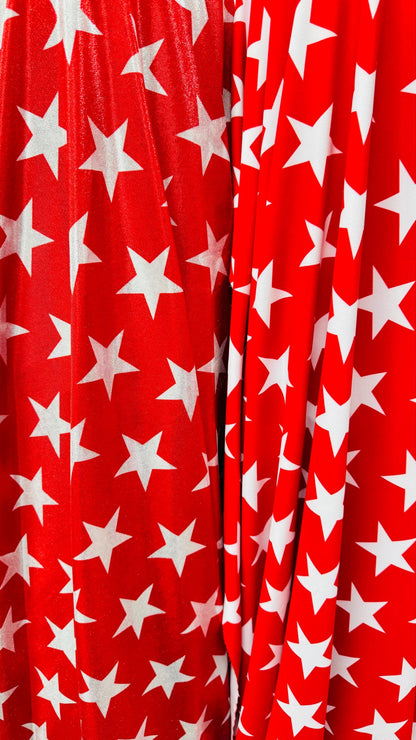 Freedom American Stars design metallic stars design and Starts Nylon design 4-way stretch 58/60” Sold by the YD. High quality fabrics