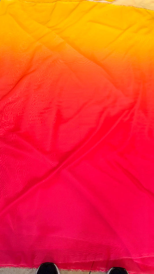 Ombre Silky Chiffon Orange/Yellow/Pink non stretch 58/60” Sold by the YD. Ships worldwide from Los Angeles California USA.
