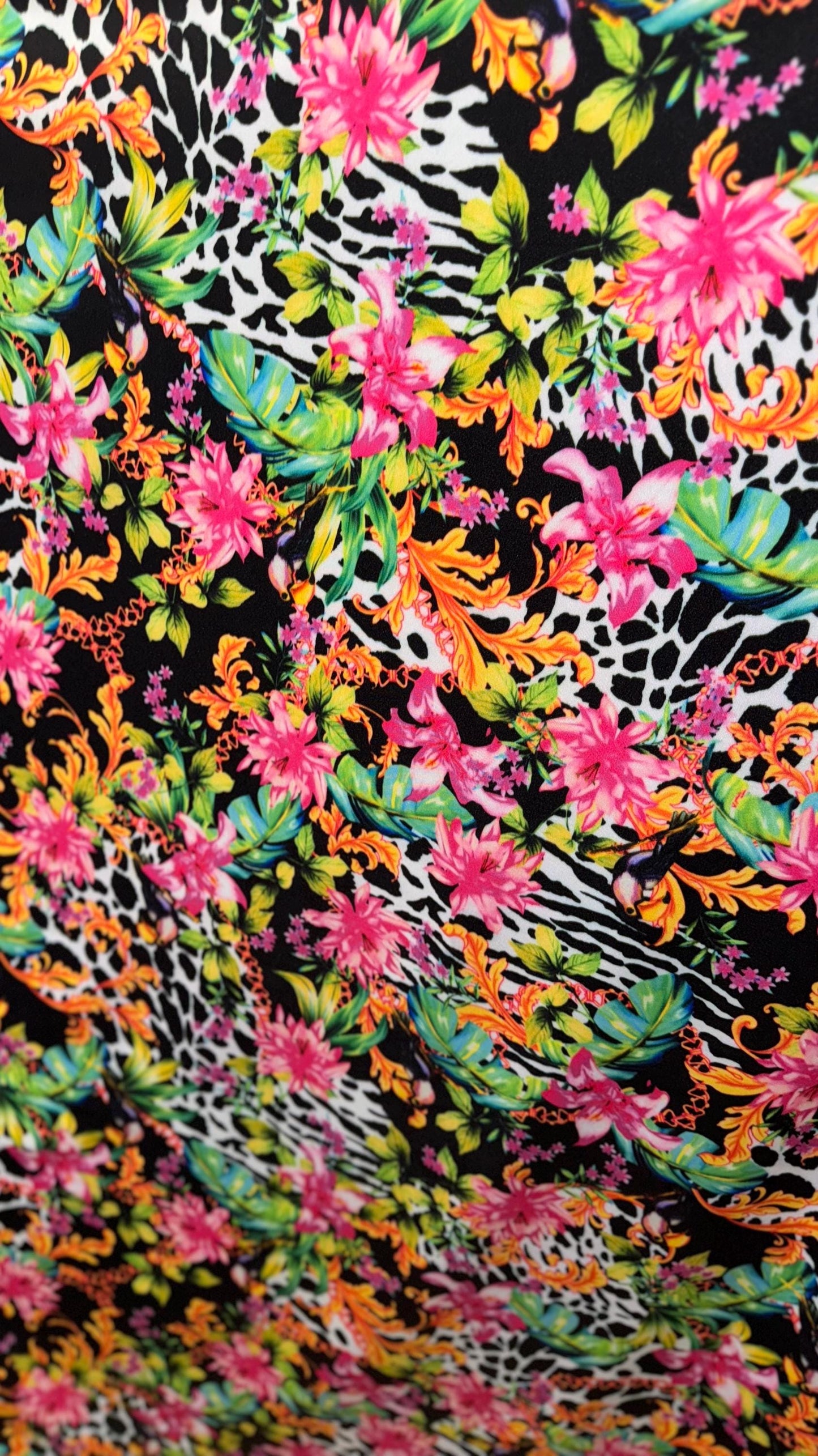 New Tropical Safari design print on great quality of Nylon spandex 4-way stretch 58/60” Sold by the YD. Ships worldwide from Los Angeles