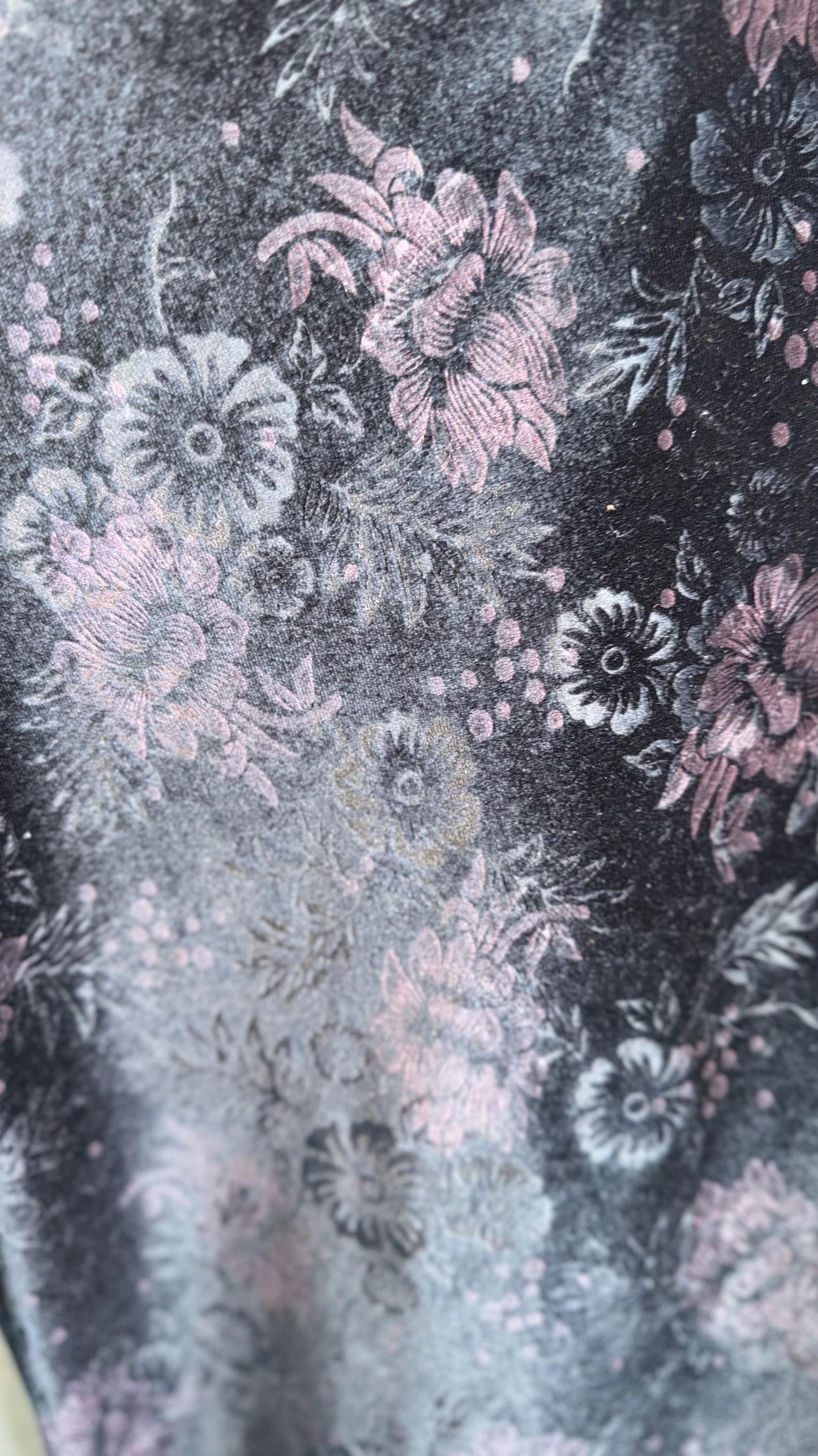 Embossed black velvet abstract and floral design heavy stretch velvet 4way 58/60" Sold by the YD. Ships worldwide from Los Angeles CA